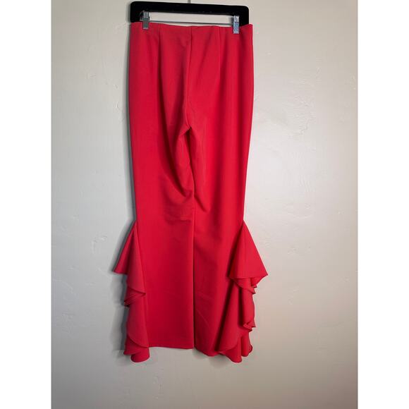 Scripted Coral Pull-On Elastic Ruffle Pant Small Holiday - Picture 6 of 9